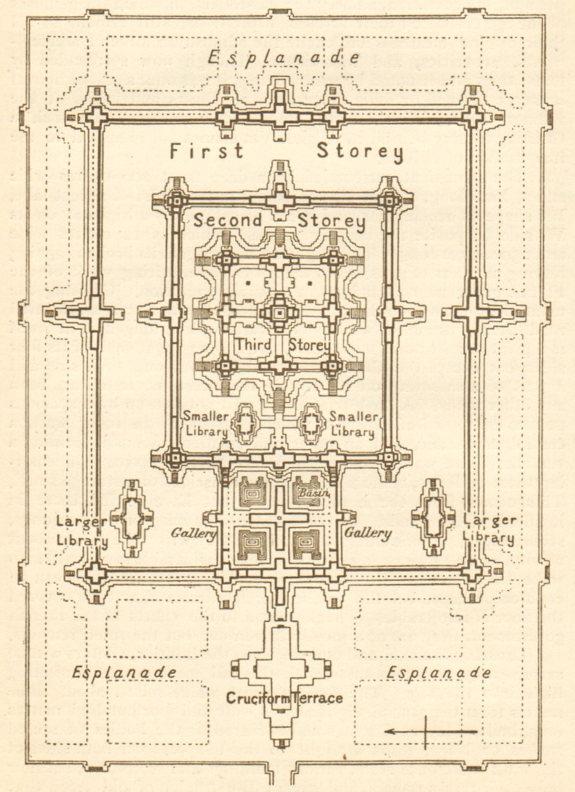 Angkor Wat sketch map. Cambodia 1920 old antique vintage plan chart